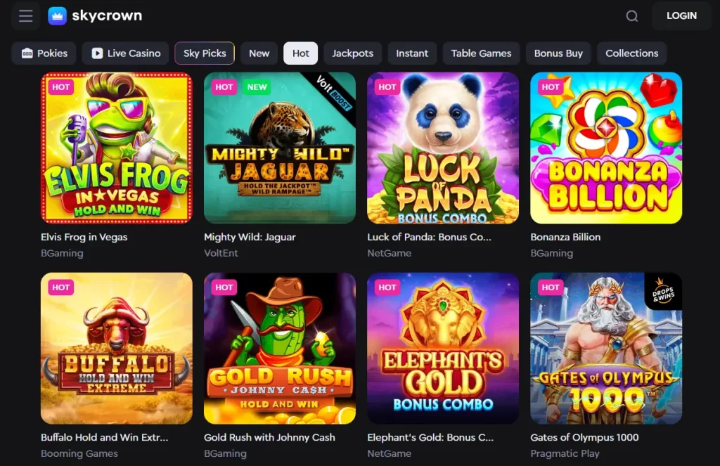 Games at Sky Crown